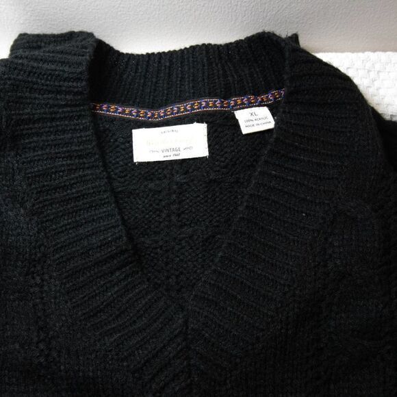 NWOT Weatherproof Vintage V-neck cabled‎ sweater, black, XL - Picture 7 of 10
